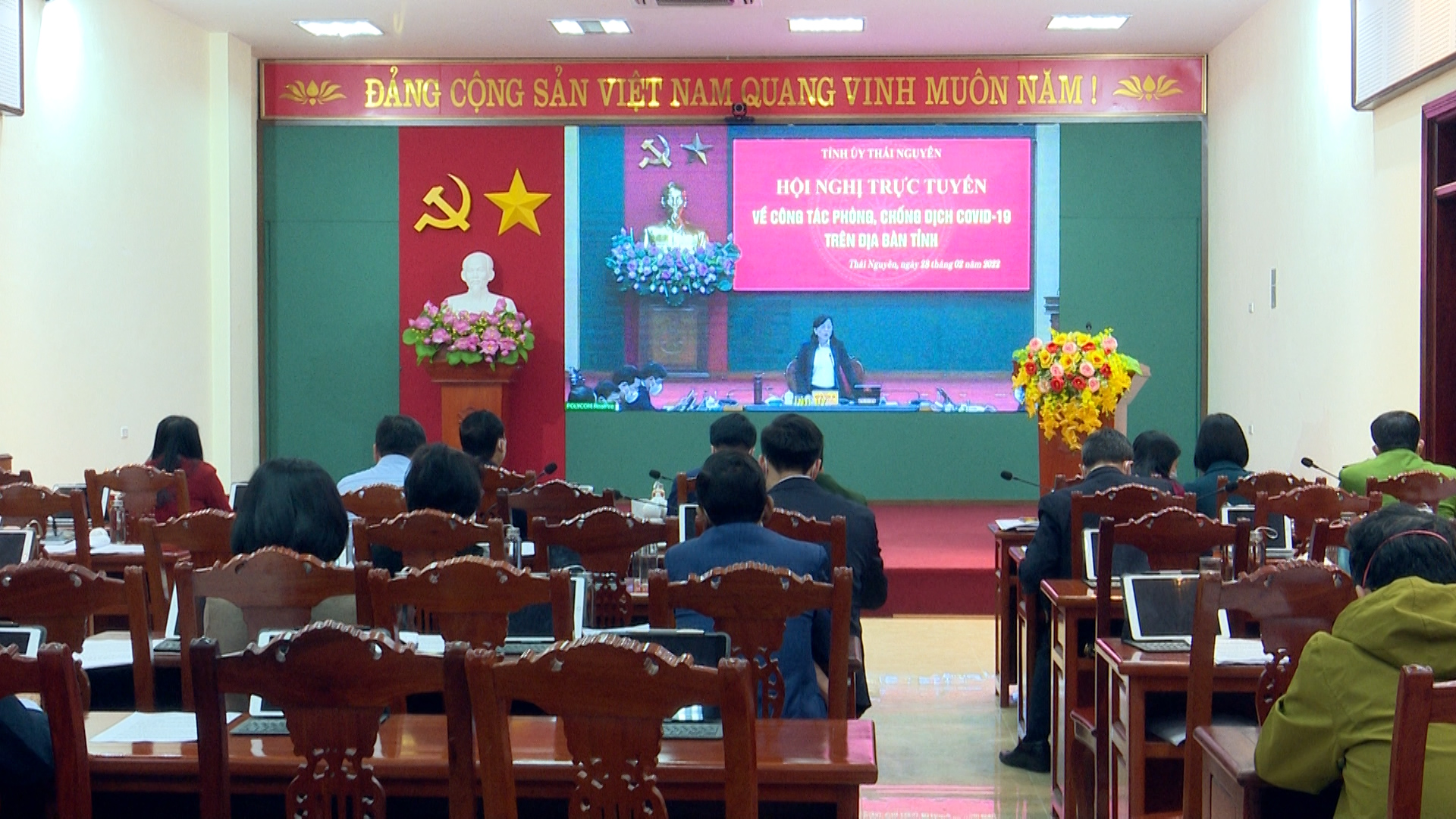 Tỉnh ủy Thái Nguyên tổ chức hội nghị trực tuyến về công tác phòng chống dịch Covid-19