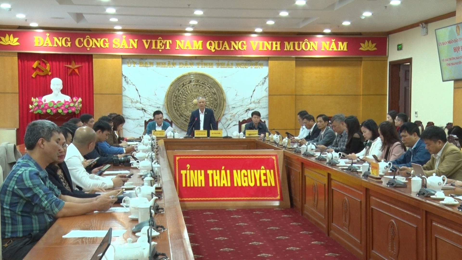 Họp báo Giải thưởng báo chí Huỳnh Thúc Kháng tỉnh Thái Nguyên.