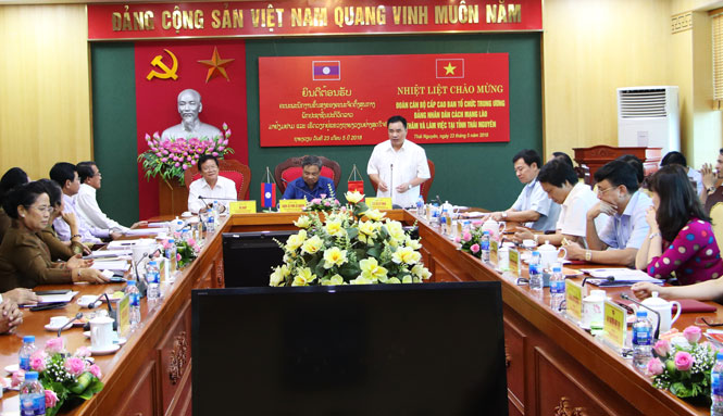 Đoàn cán bộ cấp cao Ban Tổ chức Trung ương Đảng nhân dân cách mạng Lào thăm và làm việc tại Thái Nguyên 