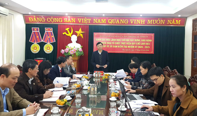Giám sát chuyên đề việc xây dựng, thực hiện Quy chế làm việc của cấp ủy, ủy ban kiểm tra