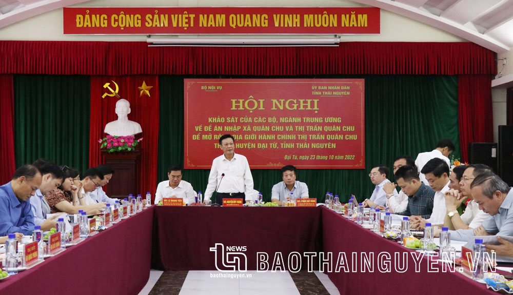 Đoàn công tác của Trung ương khảo sát Đề án mở rộng thị trấn Quân Chu