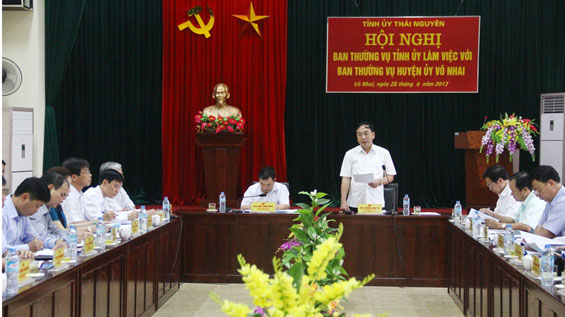 Ban Thường vụ Tỉnh ủy làm việc tại Võ Nhai