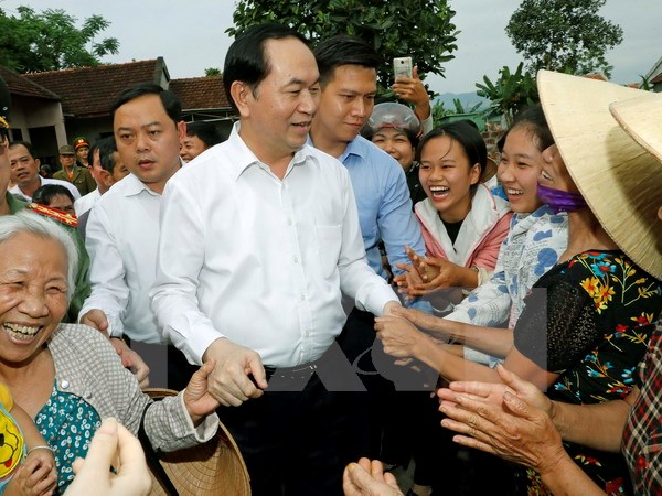 Chủ tịch nước Trần Đại Quang thăm xã nông thôn mới Nghĩa Đồng