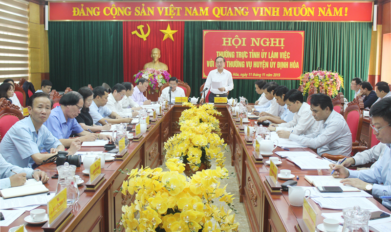 Thường trực Tỉnh ủy làm việc tại Định Hóa