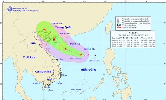 Trong 24 giờ tới áp thấp nhiệt đới có thể mạnh lên thành bão