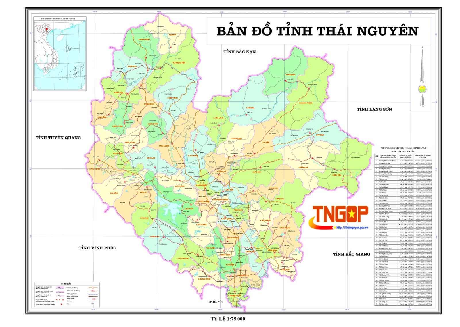 DỰ KIẾN PHƯƠNG ÁN SẮP XẾP ĐƠN VỊ HÀNH CHÍNH CẤP XÃ THUỘC TỈNH THÁI NGUYÊN