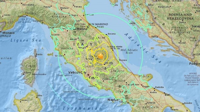 Rung lắc kéo dài xuất hiện tại trận động đất cực mạnh ở Italy