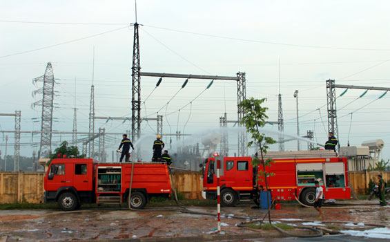Cháy lớn tại trạm biến áp 110KV Yên Bình 2