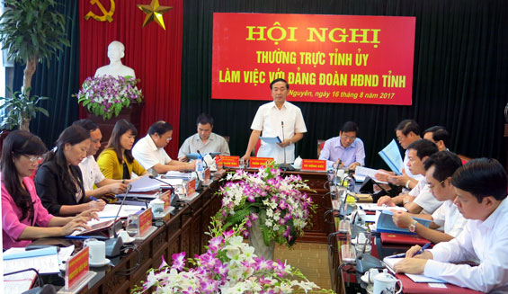 Thường trực Tỉnh ủy làm việc với Đảng đoàn HĐND tỉnh