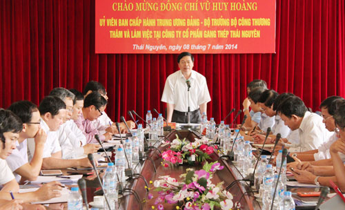 Bộ trưởng Bộ Công Thương Vũ Huy Hoàng: Tập trung các giải pháp tháo gỡ khó khăn cho Dự án giai đoạn II Gang thép Thái Nguyên 