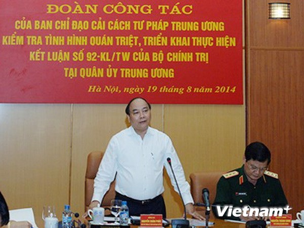 Ban Chỉ đạo Cải cách tư pháp làm việc với Quân ủy Trung ương