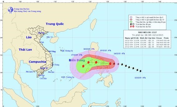Bão Melor đi vào Biển Đông và là cơn bão số 5 trong năm nay