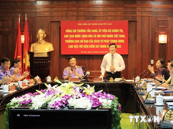 Chủ tịch nước làm việc với lãnh đạo Tòa án và Viện kiểm sát