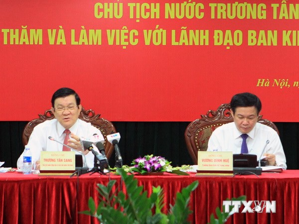 Chủ tịch nước Trương Tấn Sang làm việc với Ban Kinh tế TW