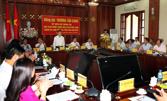 Chủ tịch nước Trương Tấn Sang làm việc với lãnh đạo tỉnh Thái Nguyên