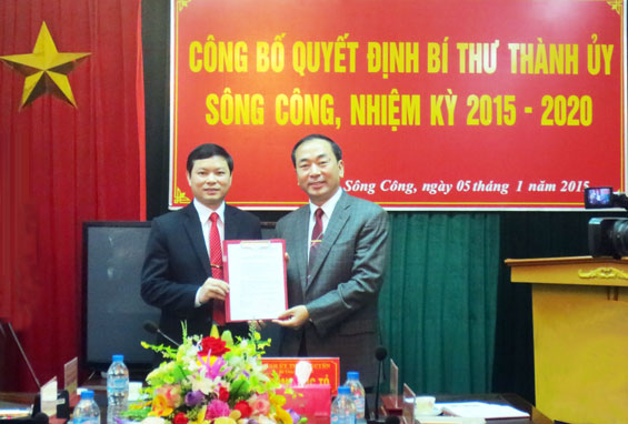 Công bố Quyết định chỉ định Bí thư Thành ủy Sông Công