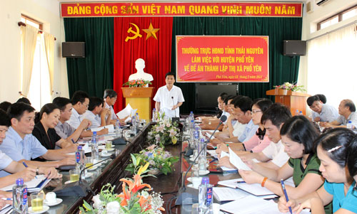 Họp bàn về Đề án thành lập T.X Phổ Yên và T.P Sông Công 