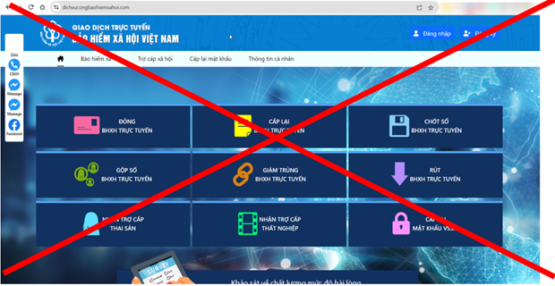 Cảnh báo trang web giả mạo Cổng dịch vụ công Bảo hiểm xã hội Việt Nam