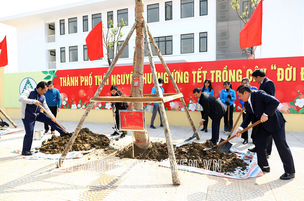 Các đồng chí lãnh đạo tỉnh tham gia Tết trồng cây 