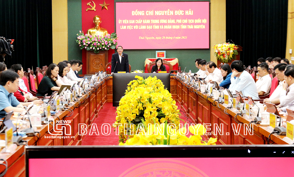 Phó Chủ tịch Quốc hội Nguyễn Đức Hải làm việc tại Thái Nguyên: Quan tâm hiện thực hóa Quy hoạch tỉnh tầm nhìn đến năm 2050