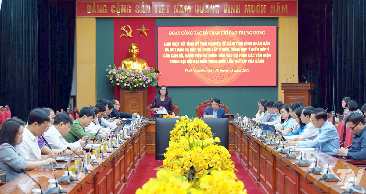 Đoàn công tác số 5 Ban Chỉ đạo Trung ương làm việc với Tỉnh ủy Thái Nguyên