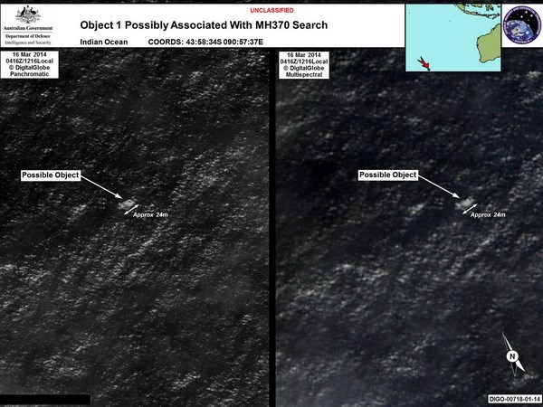 Hai vật thể có thể liên quan đến chiếc máy bay MH370