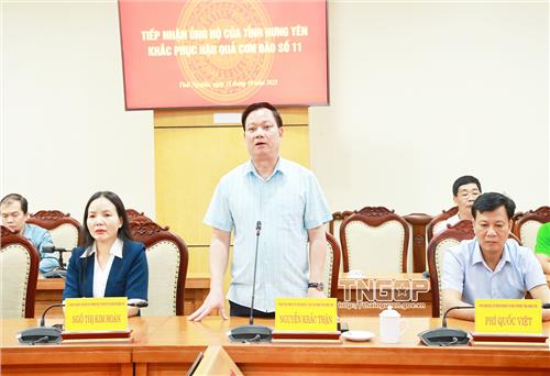 Tỉnh Hưng Yên trao hỗ trợ Nhân dân tỉnh Thái Nguyên 01 tỷ đồng khắc phục hậu quả thiên tai