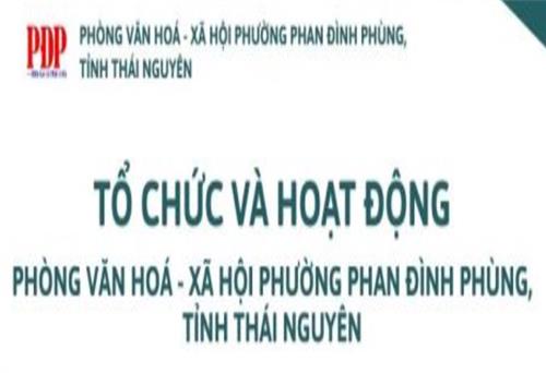 TỔ CHỨC VÀ HOẠT ĐỘNG PHÒNG VĂN HOÁ - XÃ HỘI, PHƯỜNG PHAN ĐÌNH PHÙNG, TỈNH THÁI NGUYÊN
