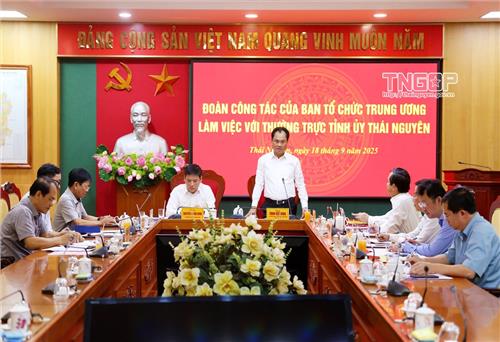 Đoàn công tác của Ban Tổ chức Trung ương làm việc với Thường trực Tỉnh ủy Thái Nguyên